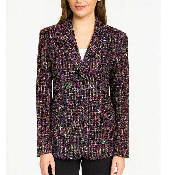Jones New York Multicolor Tweed Textured artsy Blazer Jacket Size 12 old money - Picture 1 of 7
